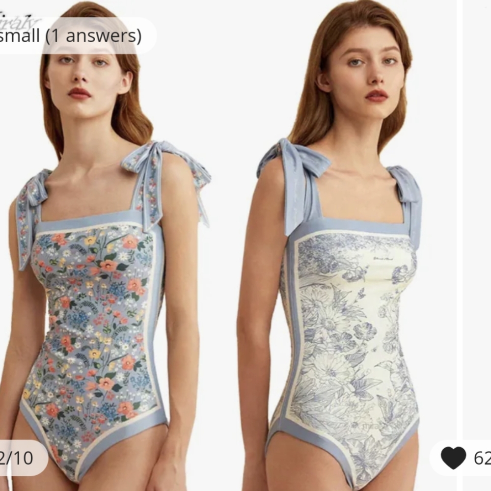 Y2K Fashion Women Floral One Piece Swimsuits Reversible